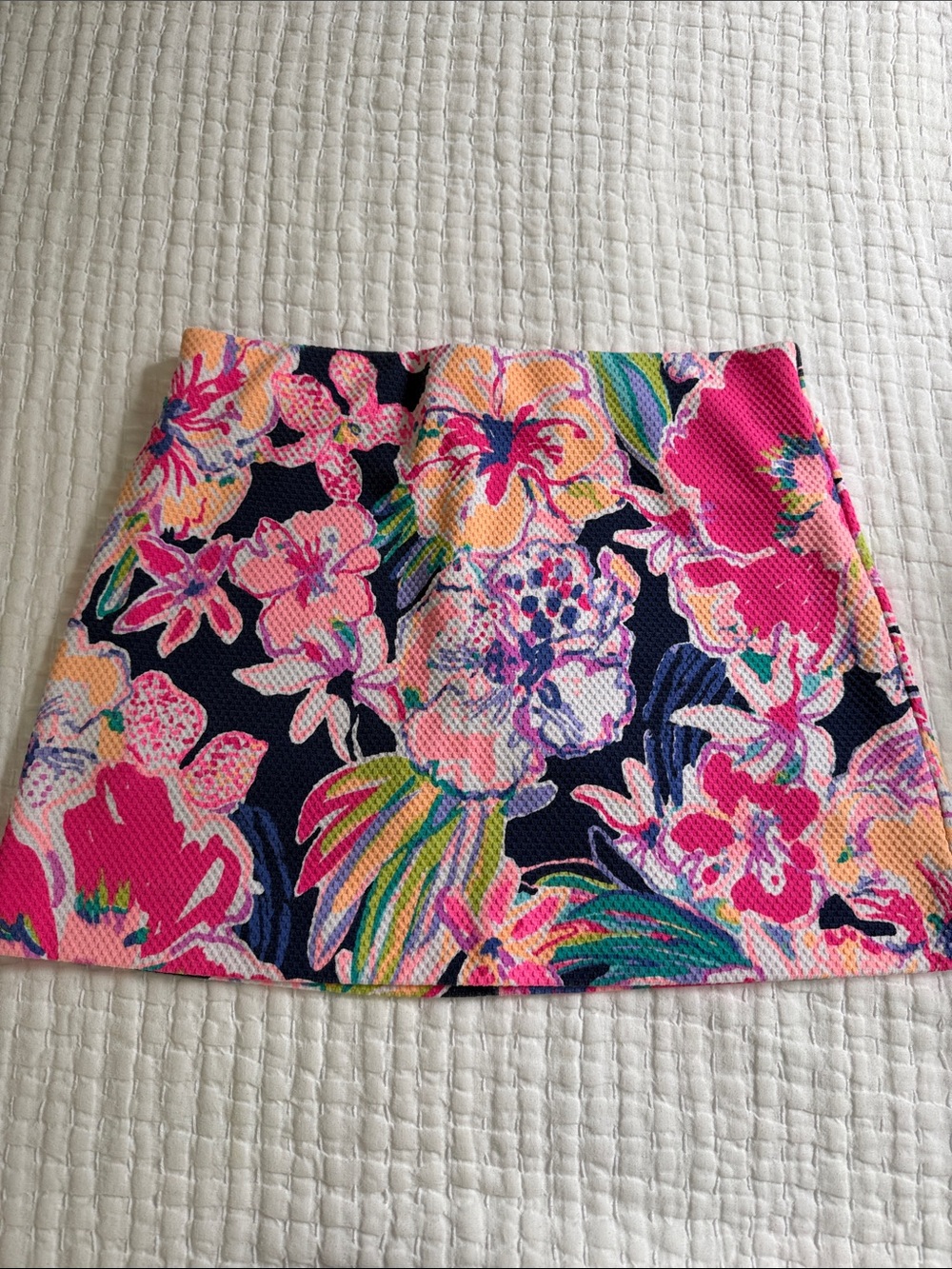 Lily Pulitzer Floral Print Navy Mini Skirt with shorts lining